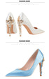 Elegant Crystal-Embellished Silk Pointed Toe Pumps for Women - Luxurious High Heels Perfect for Bridal and Evening Wear, Sexy Dress Shoes with Thin Heels